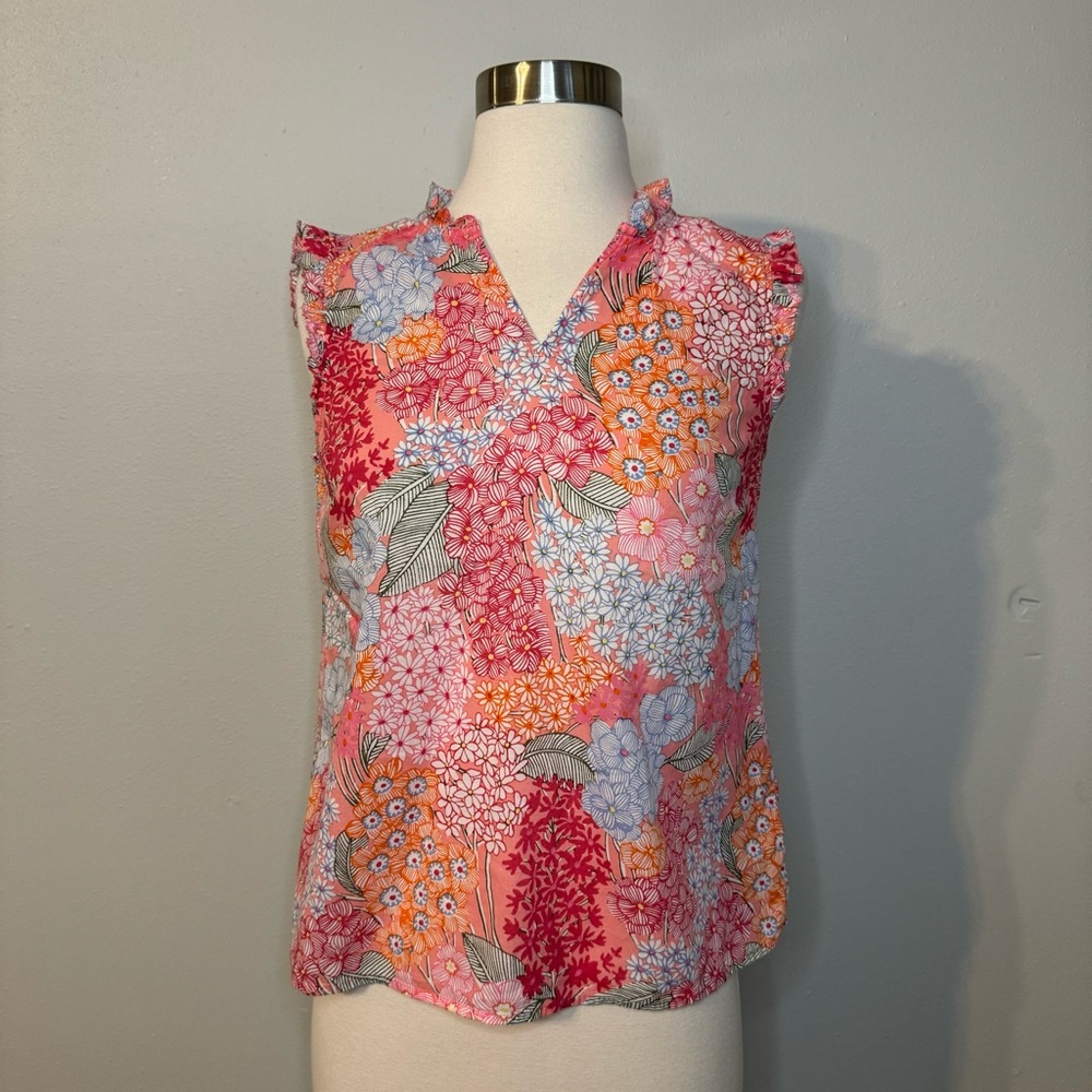 Talbots Petite Blouse Size P floral 100% Cotton